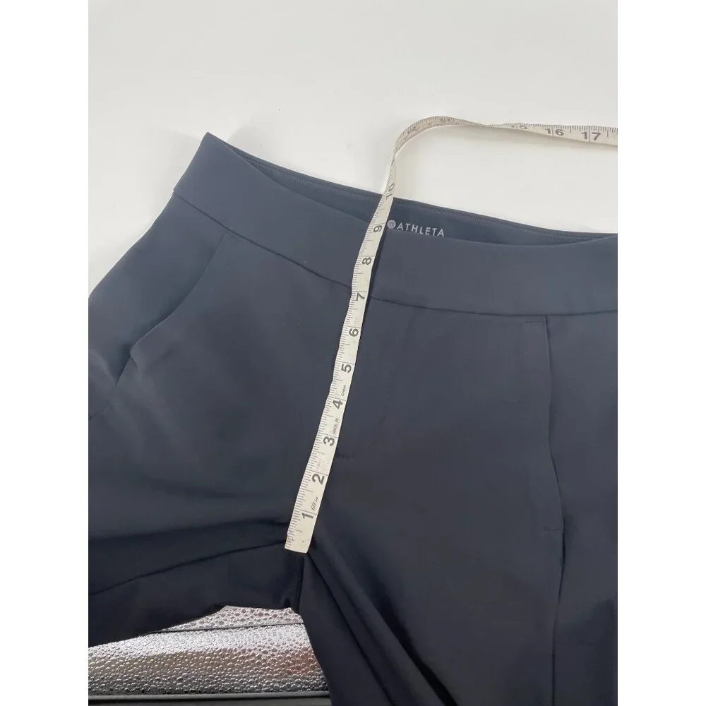 Athleta Stellar Skinny Trouser Pants Womens Size 2 Nylon Spandex Black Ankle Zip - Picture 8 of 10